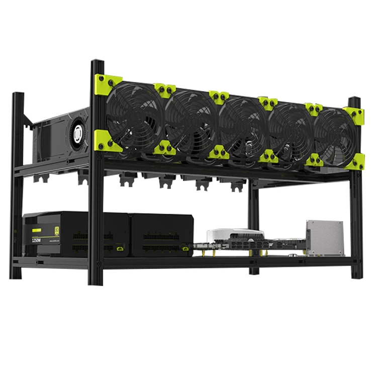  Стойка для добывающей установки 6 GPU алюминиевый Штабелируемый корпус майнинга открытая рамка биткоинов Ethereum