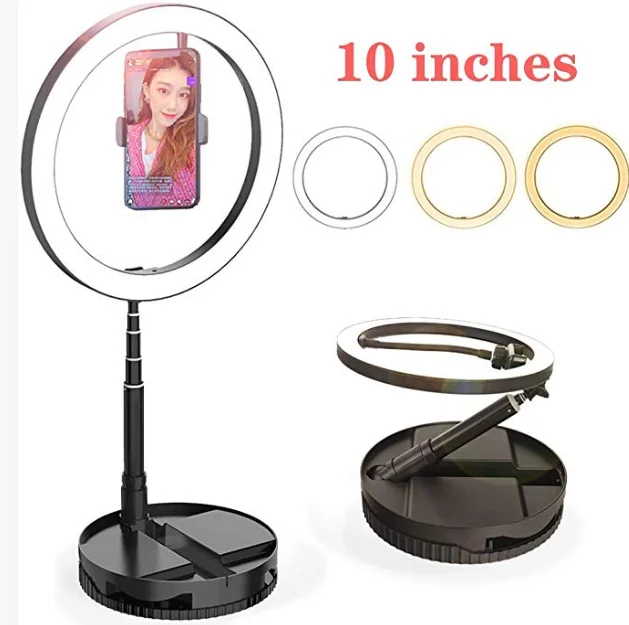 
New Arrivals 10 inch portable Retractable LED Ring Light for Makeup Photography Video Light 