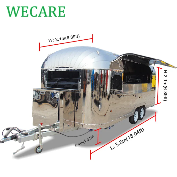 Wecare EEC действительная нержавеющая сталь Китай открытый грузовик для фаст-фуда передвижной кухонный
