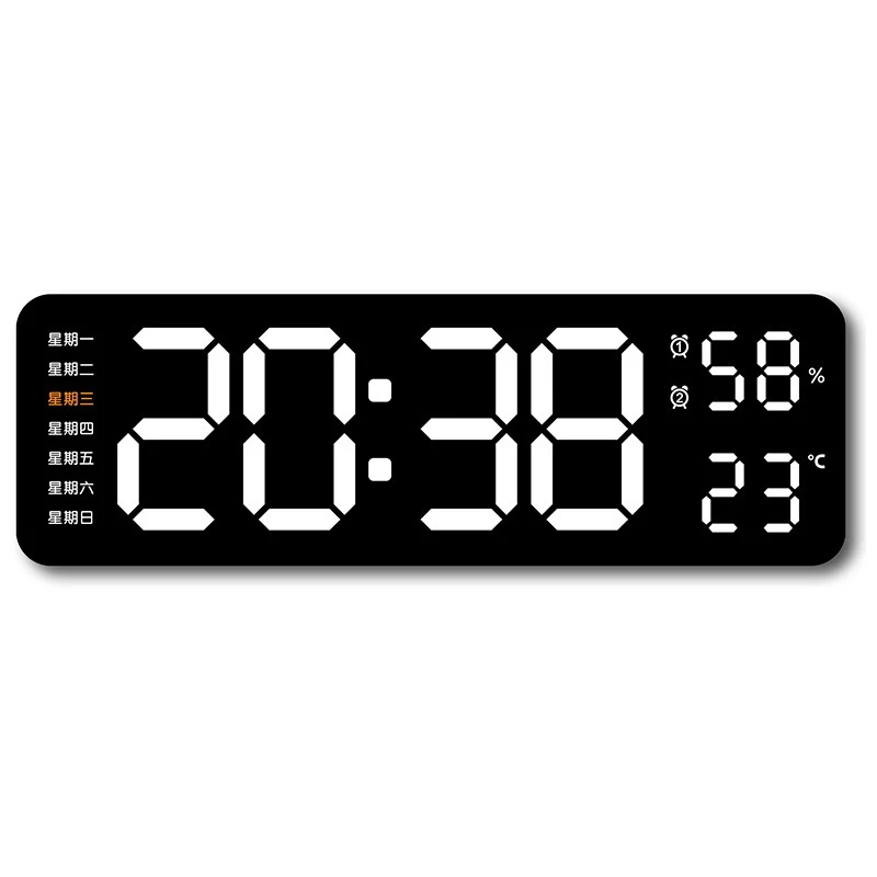 LED Electronic Date Temp Display Wall Electric Clocks Digital Large Display Alarm Clock for Living Room Office Decor