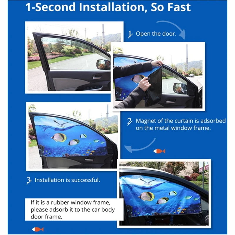 
Window Curtain Magnetic shade Cartoon Magnetic Sunscreen Car Sun Protection Window Curtain Summer Adjustable Sunscreen Sun Shade 