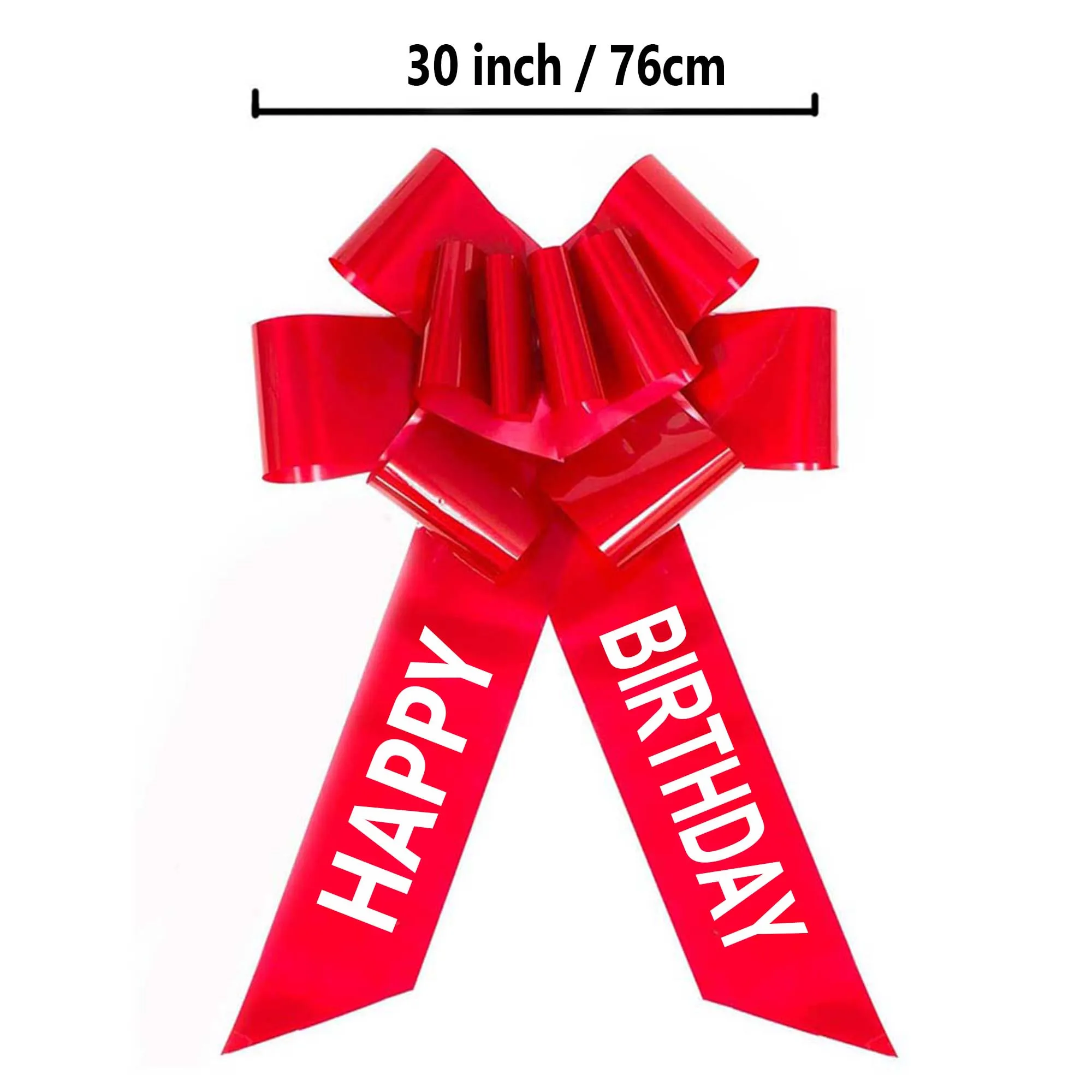 30 Inch Happy Birthday Imprint Car Bow Giant Size Pull String Bows Butterfly for Bike Motorcycle Car Show Door Home Decoration