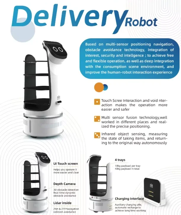 Custom Obstacle Avoidance Driverless Commercial food Delivery Robot