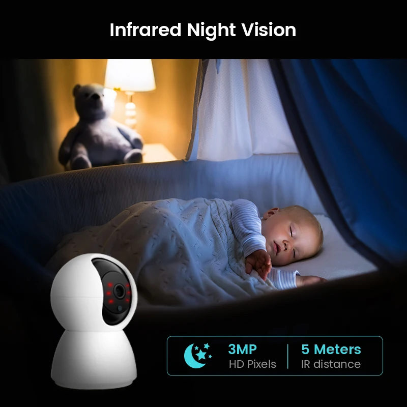 HD tuya smart baby cry detection alarm babyphone automatic infrared night vision video baby monitor with camera and audio