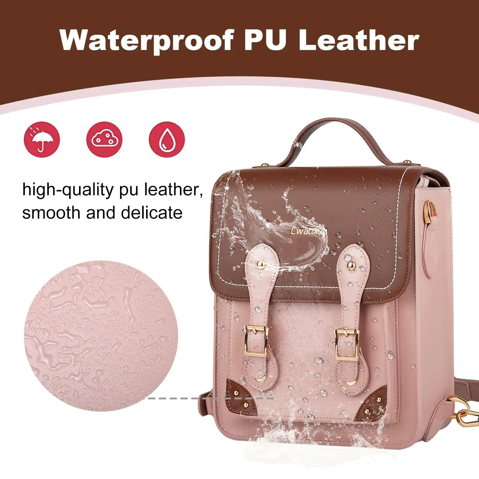 Retro Women Adventure Shockproof Holder Storage Carry Fashion Carrying Cute Pu Cow Leather Hidden Camera Backpack Bag For Canon