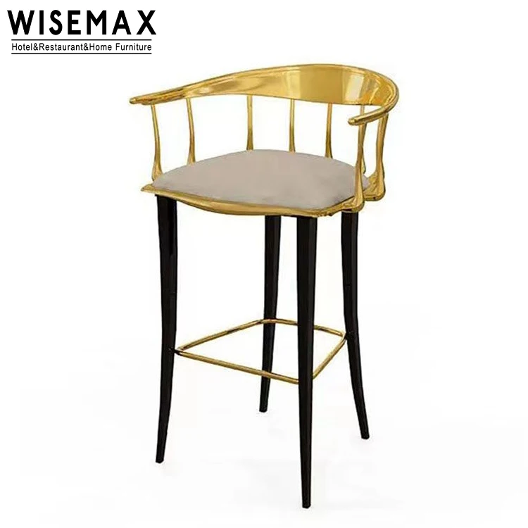 Мебель WISEMAX итальянский роскошный стиль высокий барный стул из нержавеющей стали и бархатной ткани для