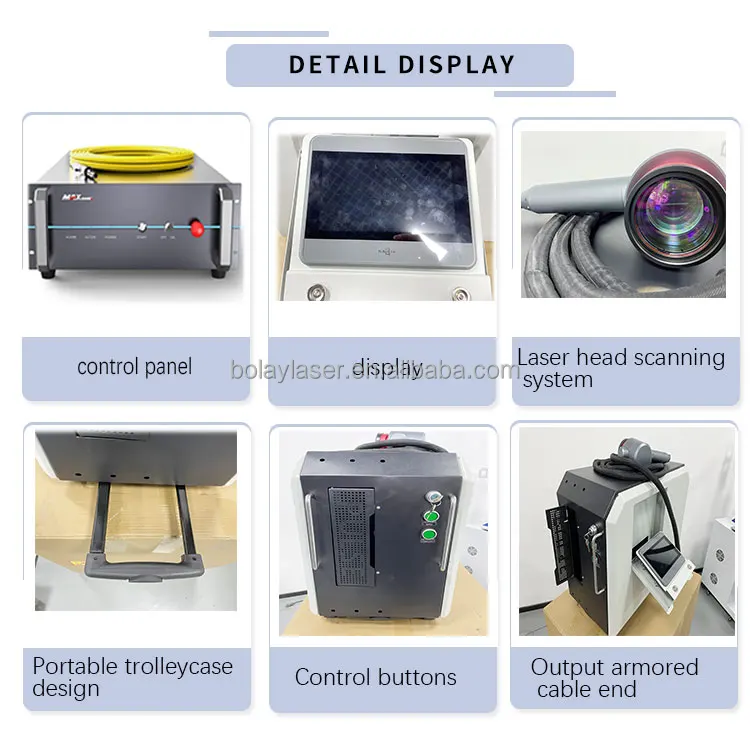 100W 200W 300W Portable Trolley Case Handheld Pulse Fiber Laser Cleaner for stainless steel aluminum zinc materials