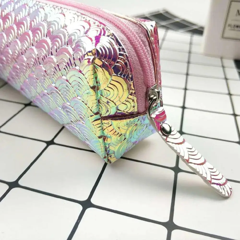 Русалка пенал Лазерная Блеск Карандаш сумка Школа творческий пенал