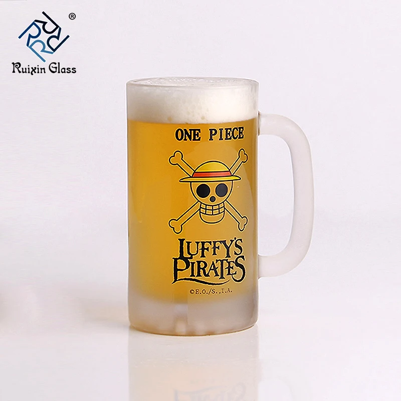 Frosted blank 16 oz 13oz glass beer mug with logo
