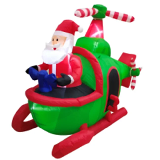 Manufacturer Custom Color Fashionable Polyester 7ft new Santa Claus Helicopter Figure Christmas Decorations for office