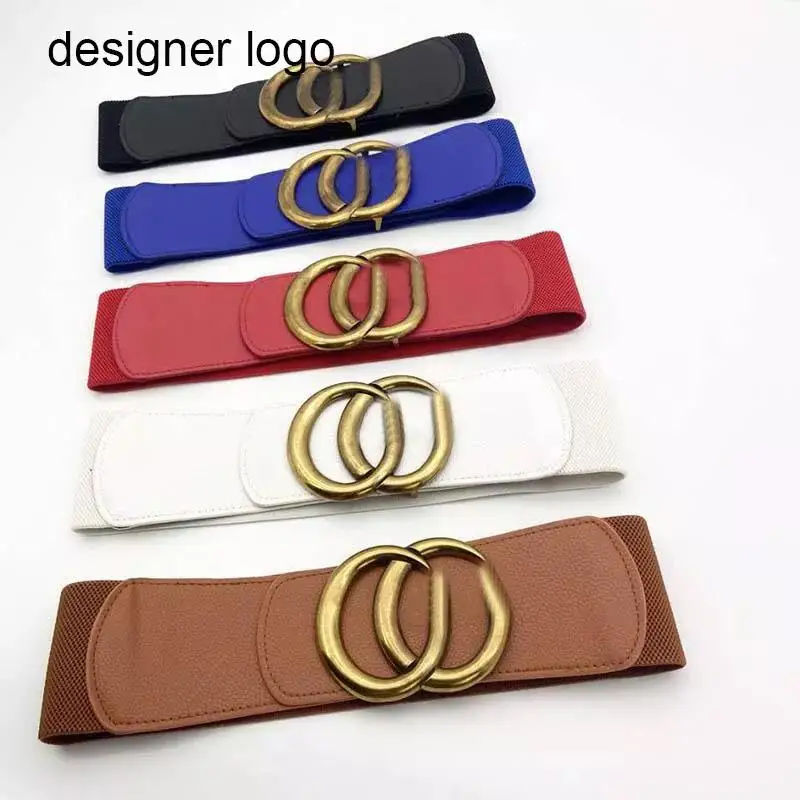 Ladies Luxury pearl buckles brand designer Stretch Waist Women Elastic Belt