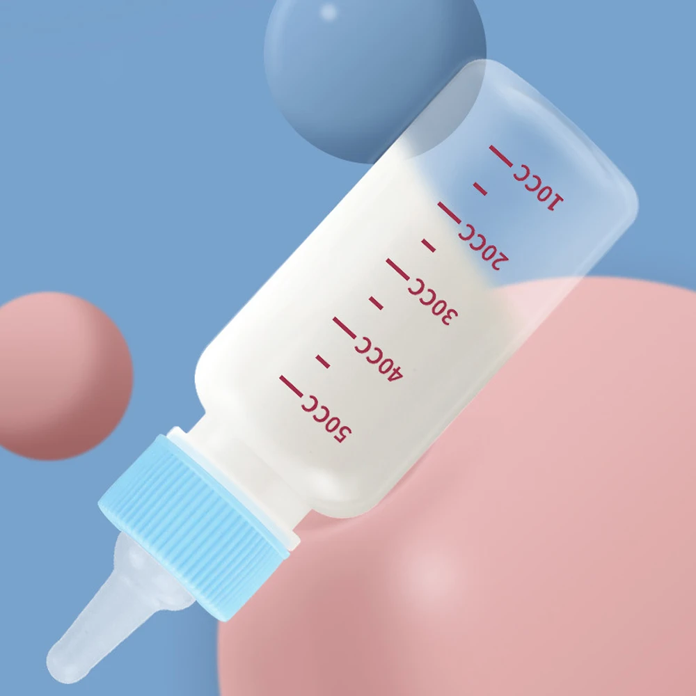 50ml Pet Nurser Nursing Feeding Bottle Puppy Milk Feeder With Replace Nipples And Brush Pet Medicine Feeder