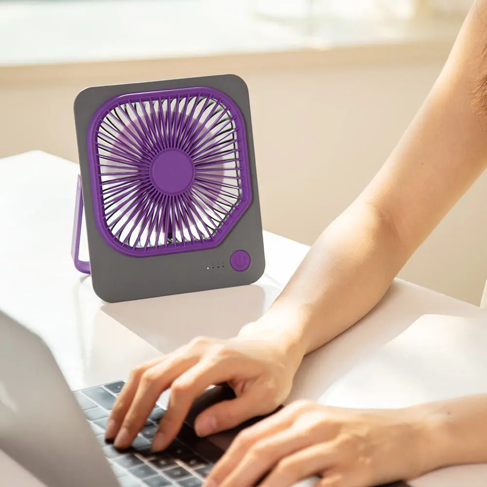 1200mAh Ultra Thin Square USB Rechargeable Mini Desktop Fan Mount Wall Portable Desk Fan