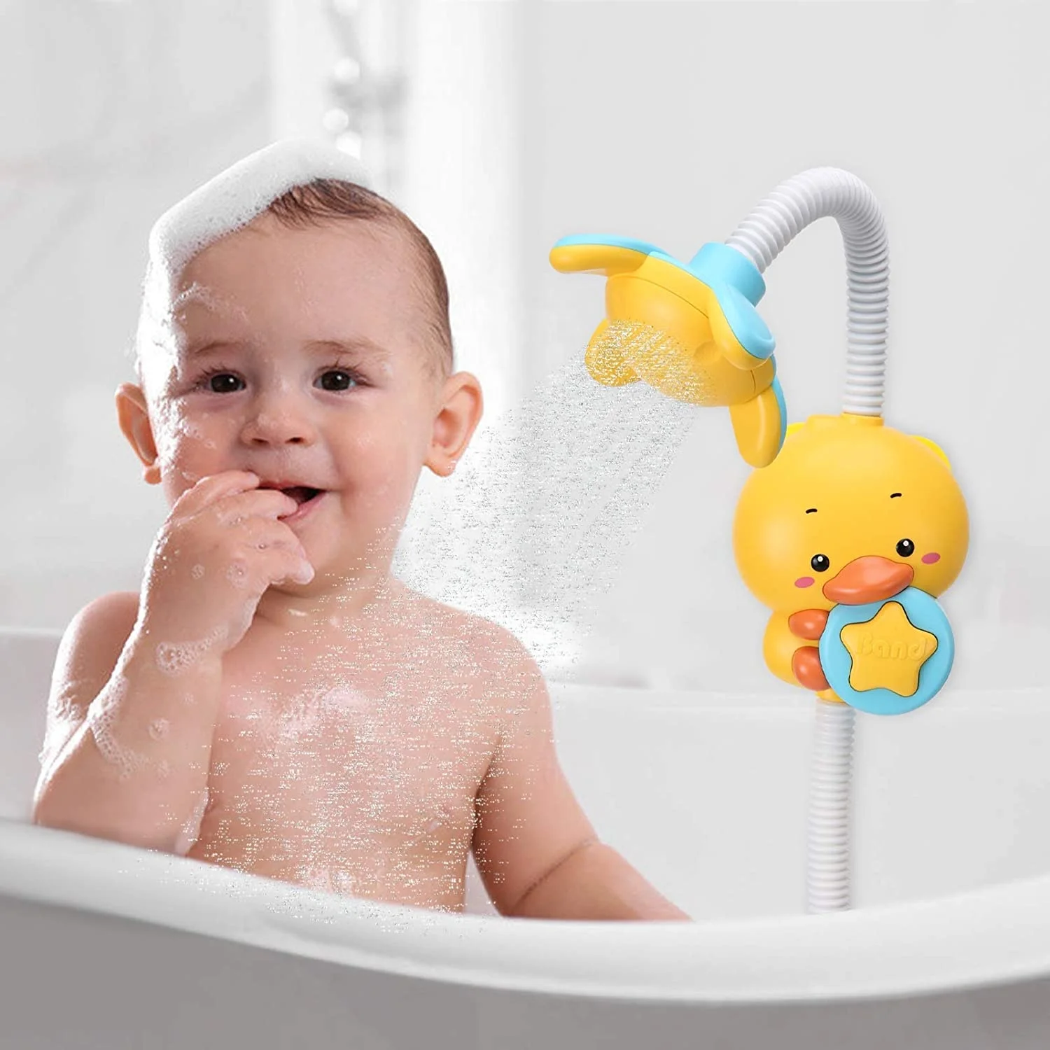 
Duck Bath Toy Shower Head Bathtub Spray Water Bath Toy Two Spraying Water Modes Waterfall Bath Toy for Baby 