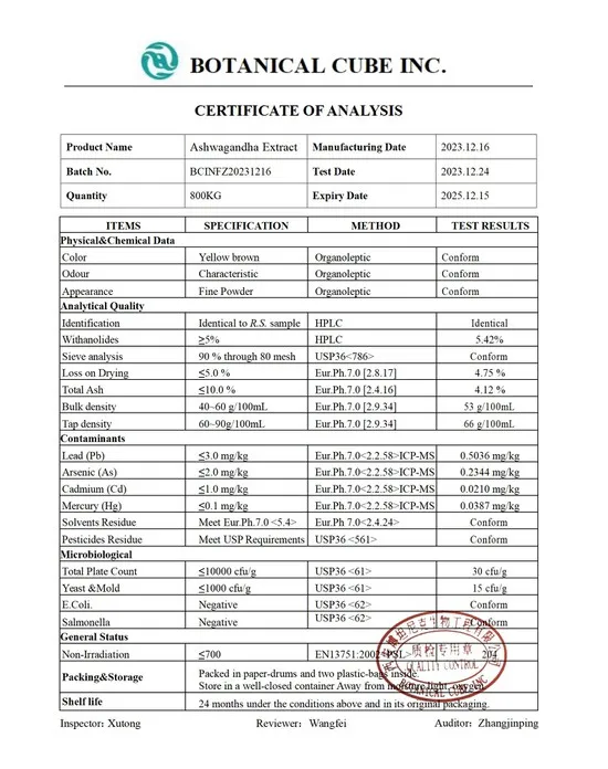 B.C.I Private Label High Quality Ashwagandha Root Extract 10% Withanolides Ashwagandha Extract