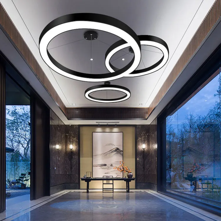 Diameter 800mm Black Housing 50W Gallery Commercial Lighting Studio Round Pendant Lamp