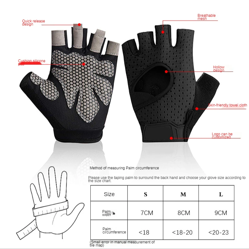 Dumbbell Horizontal Bar Exercise Half Finger Gloves For Sports Training Gym Gloves Weight Lifting Workout Fitness Gloves