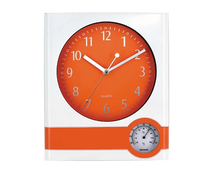 Promotional customized cheap plastic wall clock with temperature hygrometer humidity room from xiamen china manufacturers