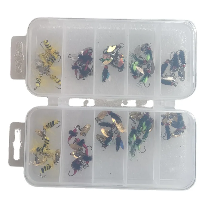 20pcs/box fishing spoon metal spinner baits fly tying Artificial Bass Bait Fishing Lure