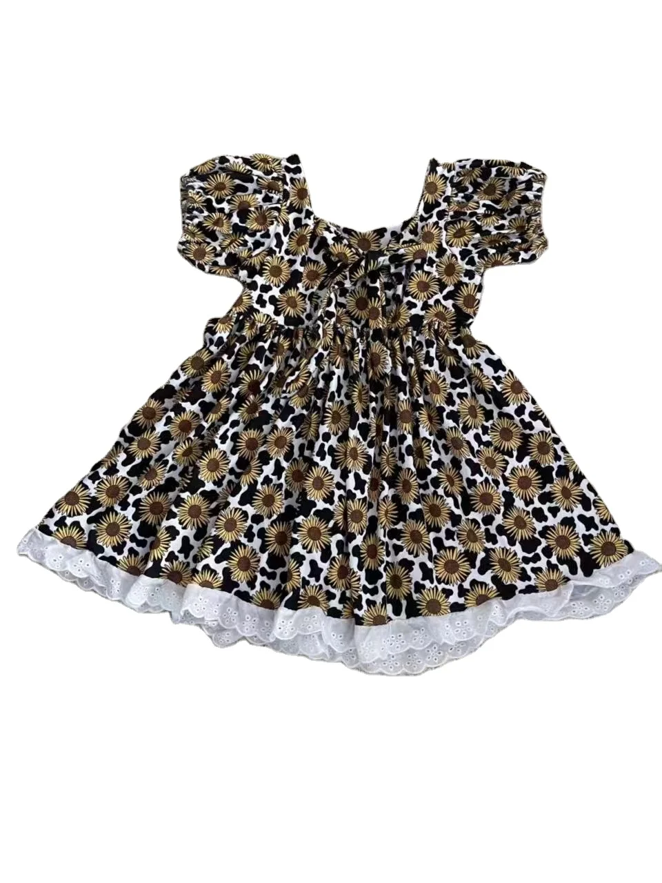 MR022 2-12 year old New fashion Girls Toddler Summer Dresses Kids Flower Girls Wear Baby girls Trembling sleeve dress