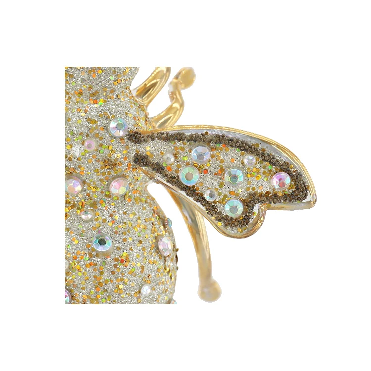 Luxury Glitter Christmas Decorations Bee Pendant Small Gifts Hand Blown Glass Crafts Christmas Tree Ornaments