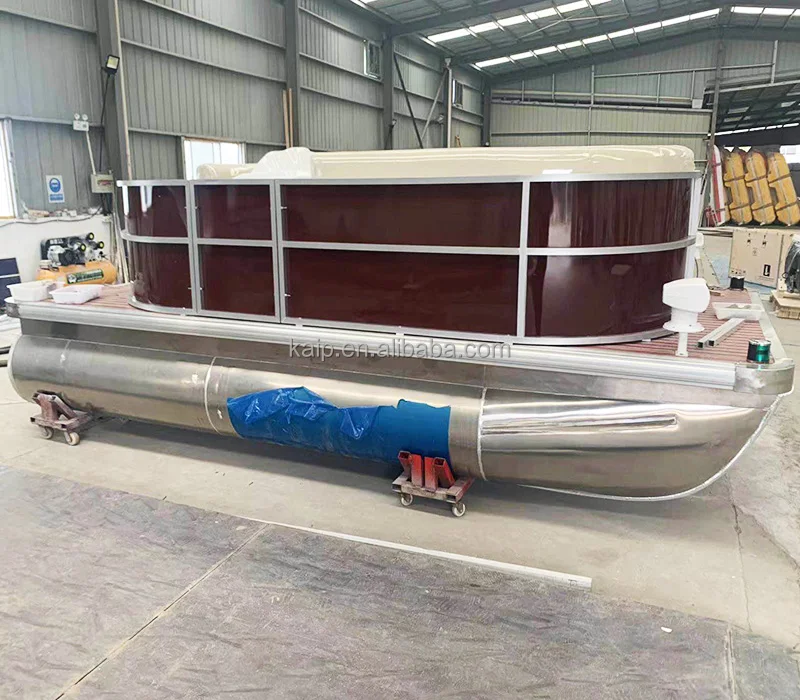 Aluminum alloy boat pontoon yacht new style double layer stainless steel handrail frame floor sofa water 150HP outboard awning