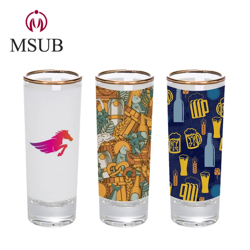 
Sublimation blank suppliers 3oz Shot glass mug with gold rim blank glassware cup 