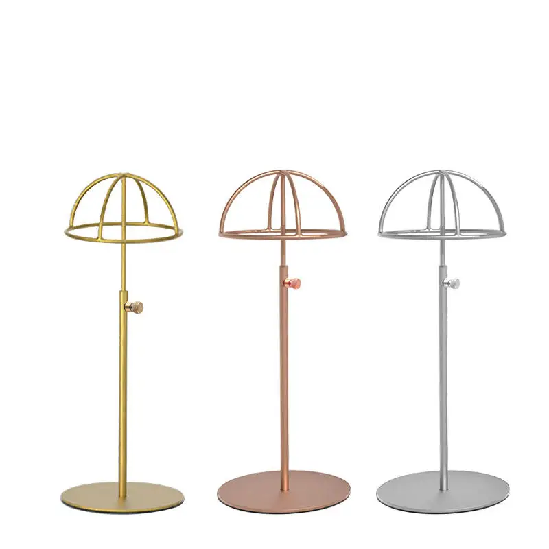 Line Design Adjustable Hat Display Rack Black Powder Coated Metal Stainless Steel Cap Holder Hat Display Stand