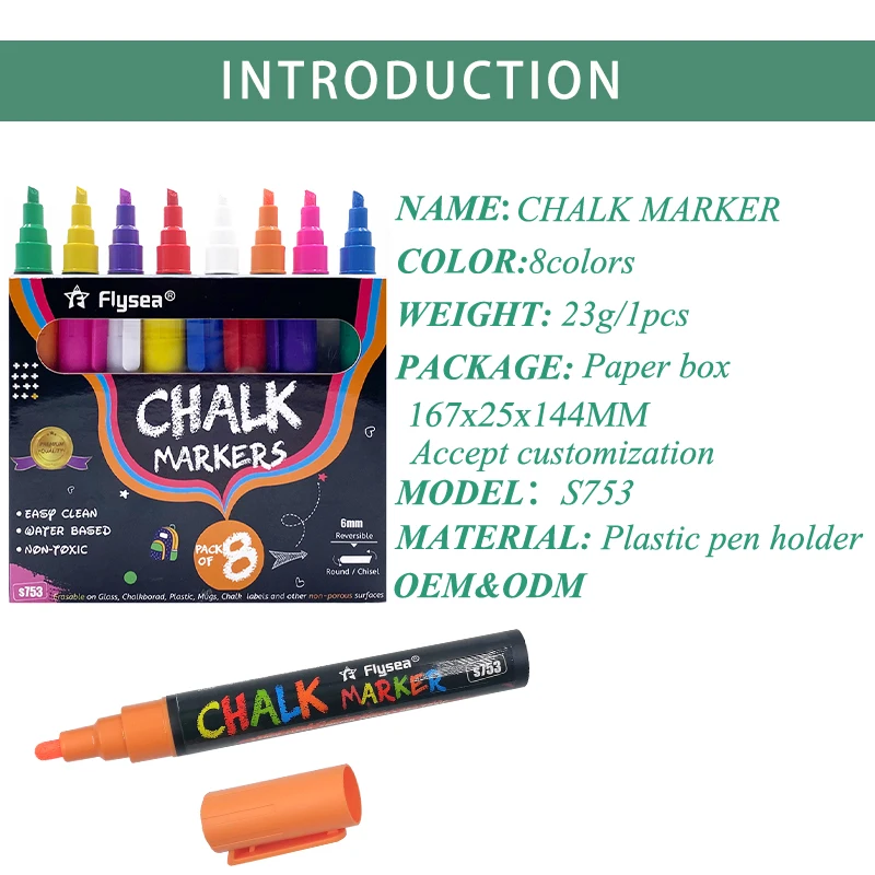 Hot Sale Erasable  Reversible Tips Liquid Chalk Markers For Kids & Adults for Chalkboard