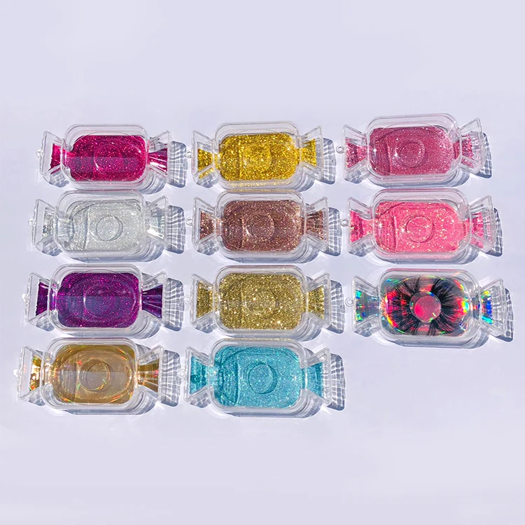 
clear lash box and candy lash box colorful glitter boxes with tray for lashes 