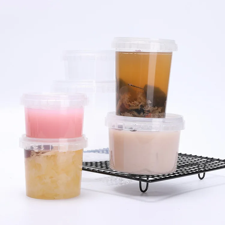 Factory Sale Takeaway Cup Clear 500/750/1000 ML Plastic Cup Disposable Pp Bucket  for Boba Milk Tea With Lid and Handle
