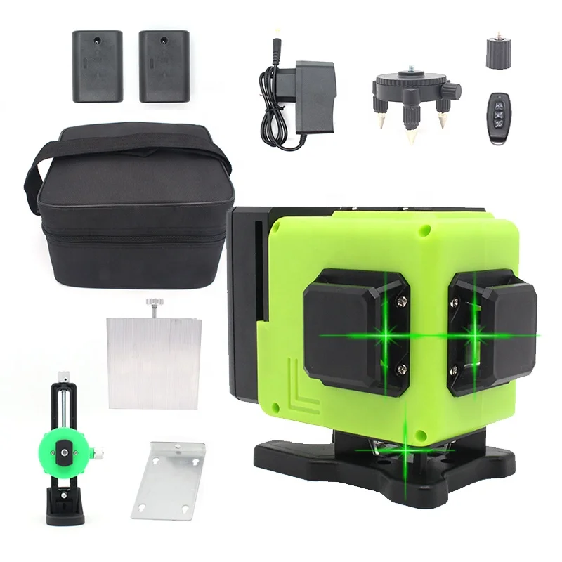 China factory leveling machine green beam 3D 12 lines laser level with wall bracket
