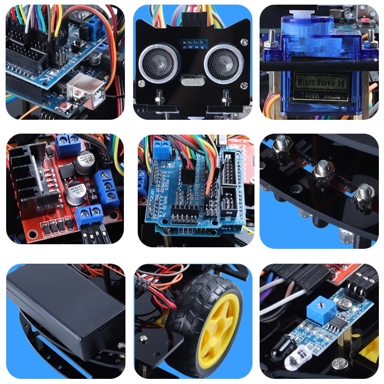 Заводской умный робот для обхода препятствий 4WD V2.0 DIY Набор роботов IDE C ++ Программирование робототехники стартовый комплект
