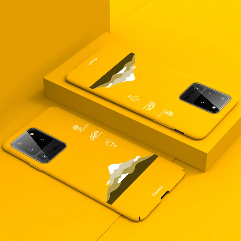 Ультратонкий цветной Матовый Жесткий чехол для телефона Samsung Galaxy S20 S10 E 5G S9 S8 Note 20 10 9 Plus милый чехол для Снежной Горы
