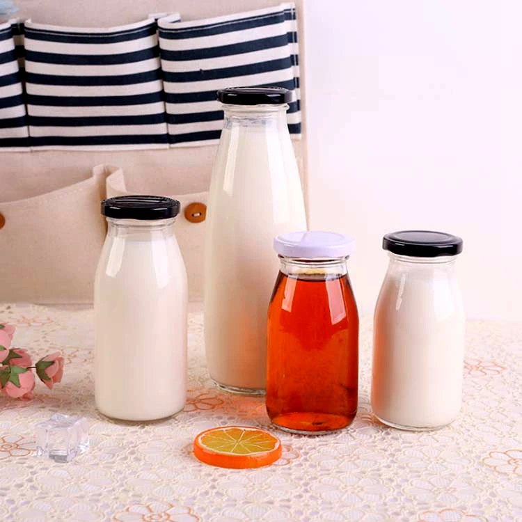 
Wholesale Milk Glass Bottle Glass Jar 100mL 200mL Yogurt Glass Container With Iron Cap 