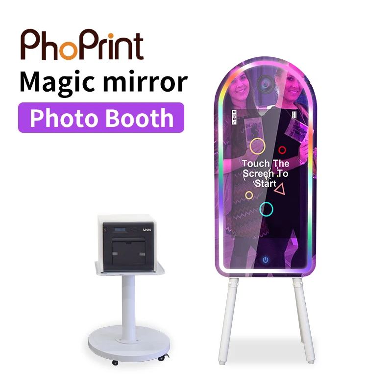 Magic Mirror Photo Booth Foldable Machine Kiosk Self Service Mirror DSLR Photo Booth With Printer