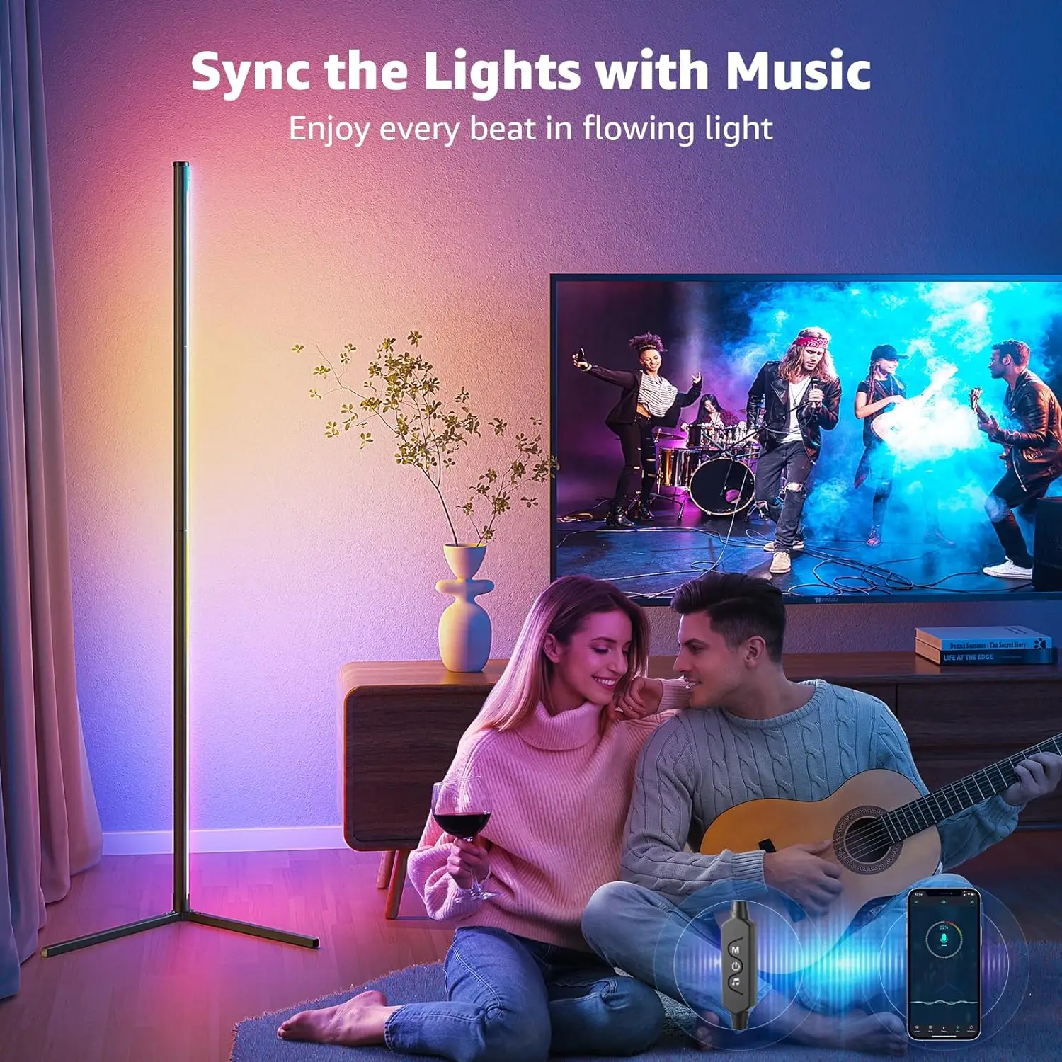 Indoor Home Decor Smart Corner Standing Lamp Modern Stand Floor Light LED RGB Floor Lamps