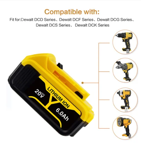 Rechargeable Battery DCB609 20V 4.0Ah 6.0Ah  for Dewalt Screwdrivers Drills, Screwguns, Tungsten Carbide Screwdrivers