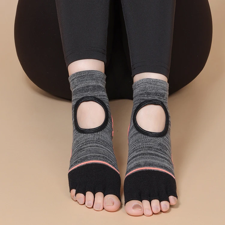 Wholesale Fashion Colorful Stripes Casual Custom Neutral Crew Cotton yoga Five Toe socks