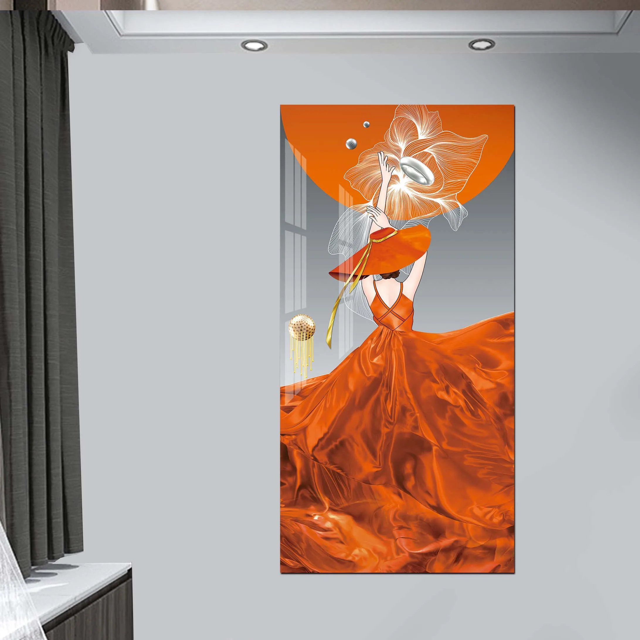 Original Art Modern Female Portrait Wall Painting Woman for Home Decoration Custom ink print on acrylic board for Living Room