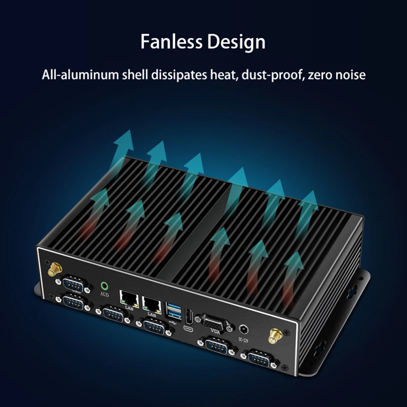 HelorPC Hot Sale Pen-tium 3805U Dual Gigabit Ethernet  RS232 6USB  Linux Barebone Fanless Industrial Computer Mini Desktop PC