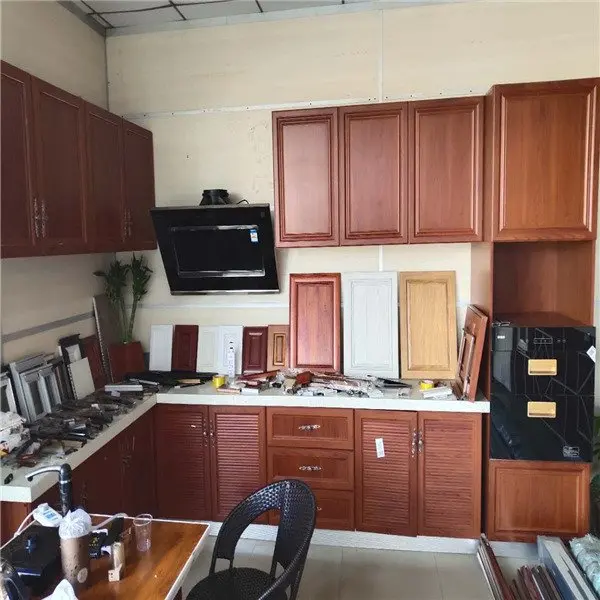 white quartz stone countertop with oven large storage pvc kitchen cabinet