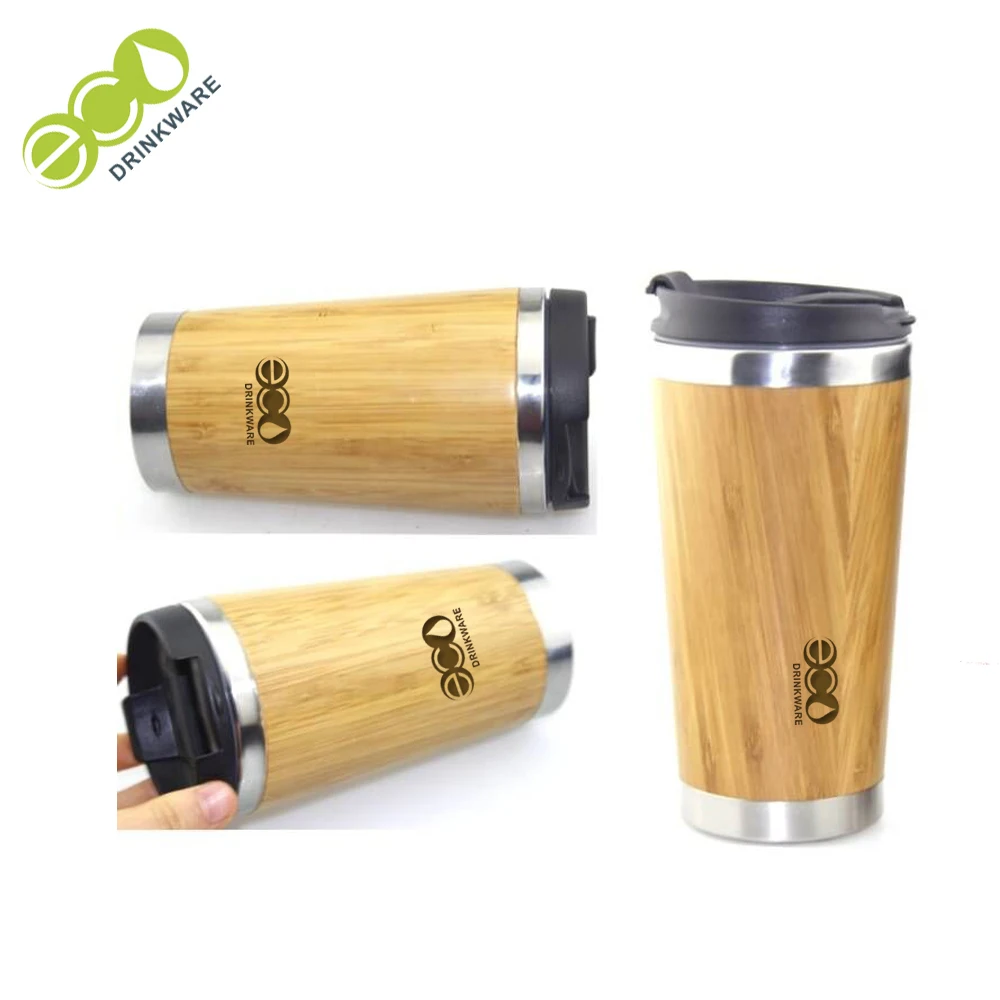 GB8020 Customized  450ML/16OZ Natural BPA free no mininum Stainless Steel bamboocoffee mug tumbler