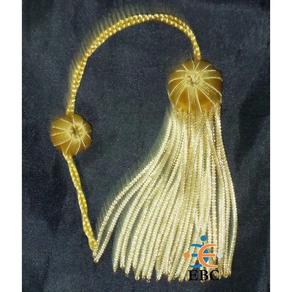 Wholesale Silver & Gold Doctoral Tam Bullion Tassel Fringe Custom Trim Item High Quality and Top Finish Hat Cord Tassel OEM