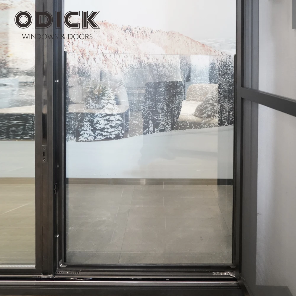 ODICK American aluminum alloy sliding window High security large double tempered glass french windows thermal break custom