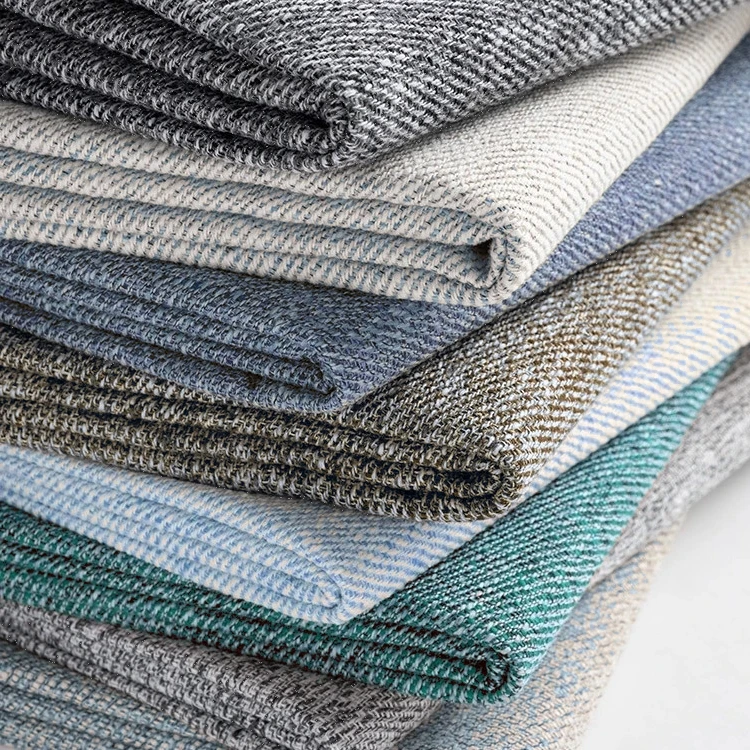 Most Popular Hometextile Blended, Woven Yarn Dyed Beige Grey Thickened Plain Flax Fabric Faux Linen Fiber Fabric/