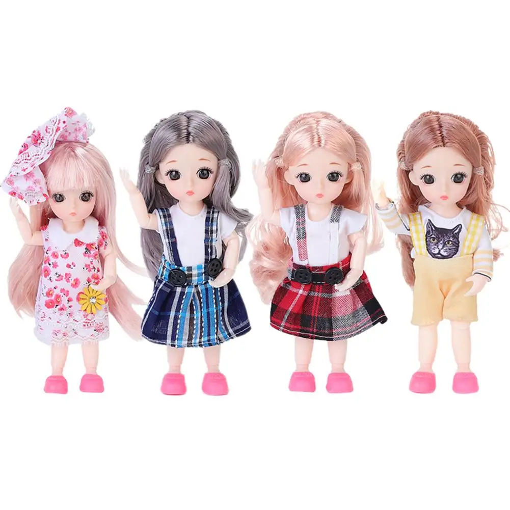
16cm Movable Jointed Dolls Toys 3D Big Eyes Long Hair BJD Makeup Doll Fashion Birthday Gift Dolls For Girls Dropshipping 