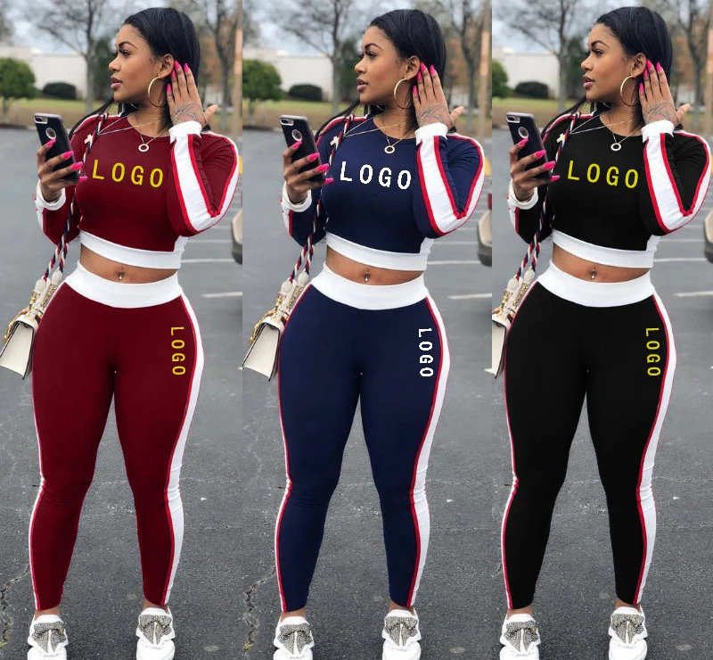 2021 Wholesale Crop Top And Pants Tracksuits Women Sportswear Casual Matching Two Piece Set 2 Piece Set Women Clothing ethica