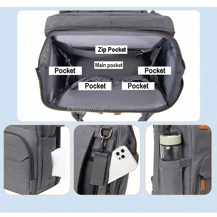 2022 New Design Baby Bag with Changing Station 3 in 1 Large Capacity Baby backpack diaper bag Multifunction Expandable