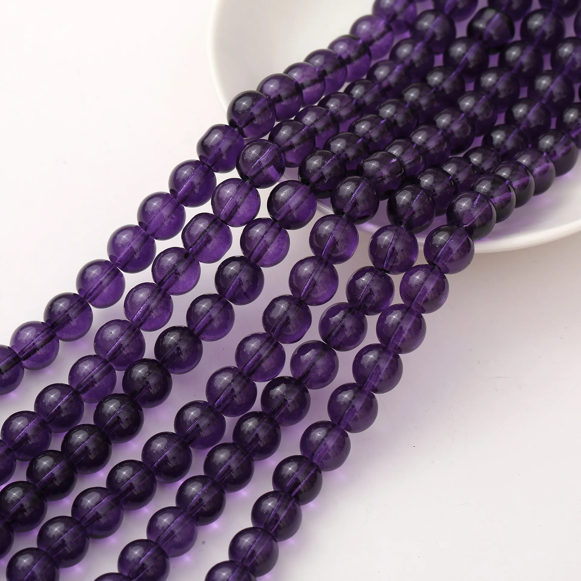 New imitation jade transparent glass round beads with crystal lampwork loose beads